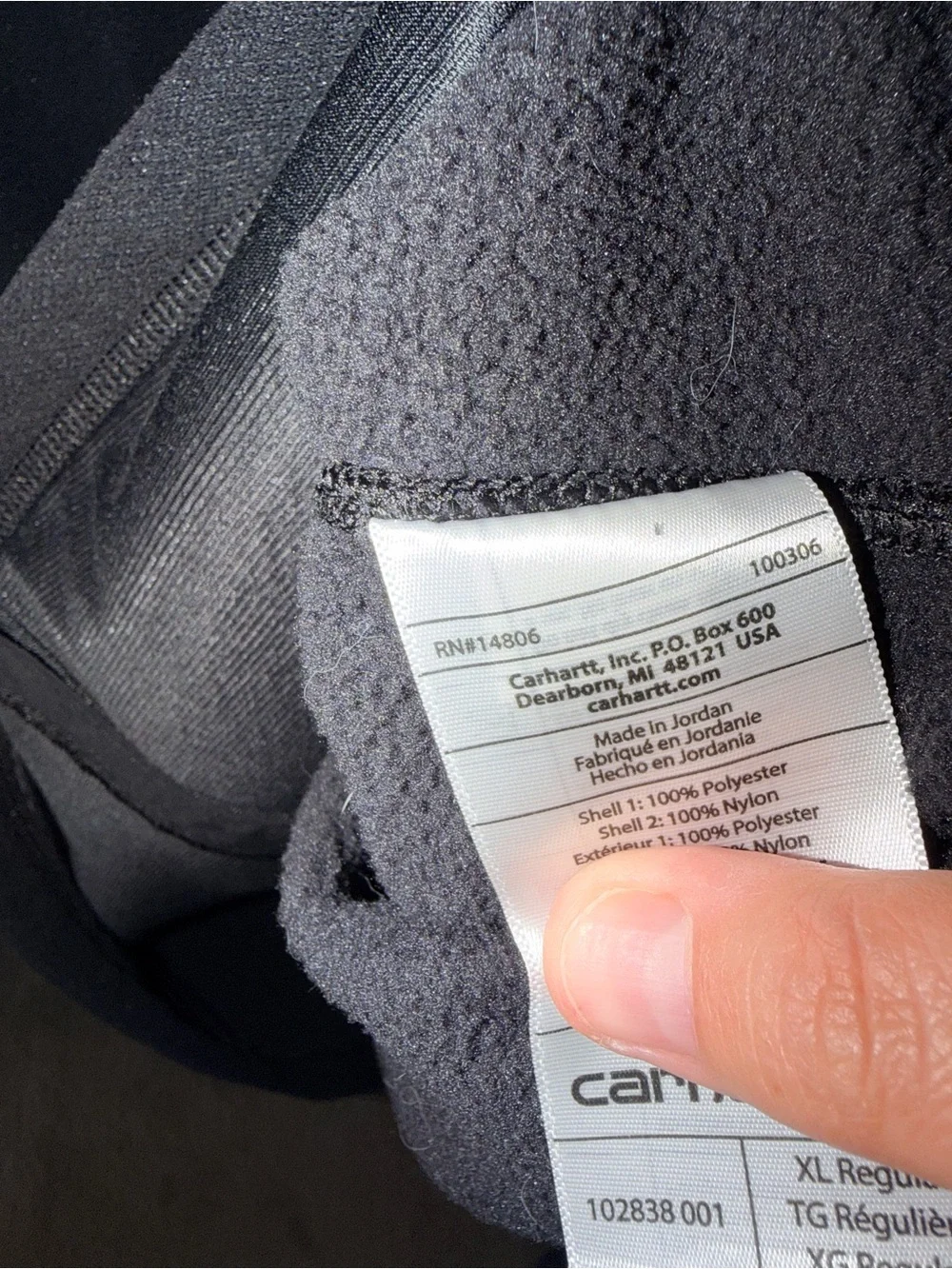 Carhartt Black Full-Zip Performance Fleece Jacket Size XL